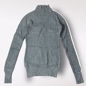 PattyBoutik‎ Mock Neck Raglan Sweater In Gray And Ivory Size S Business Preppy